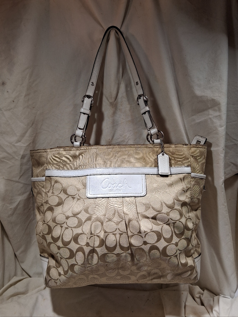Large Pleated Coach Gallery Tote